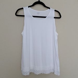 White LOFT Lace Detail Tank